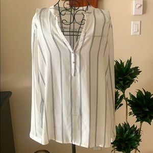 BOGO 50% OFF - White Blouse , adjustable sleeves, grommet detail